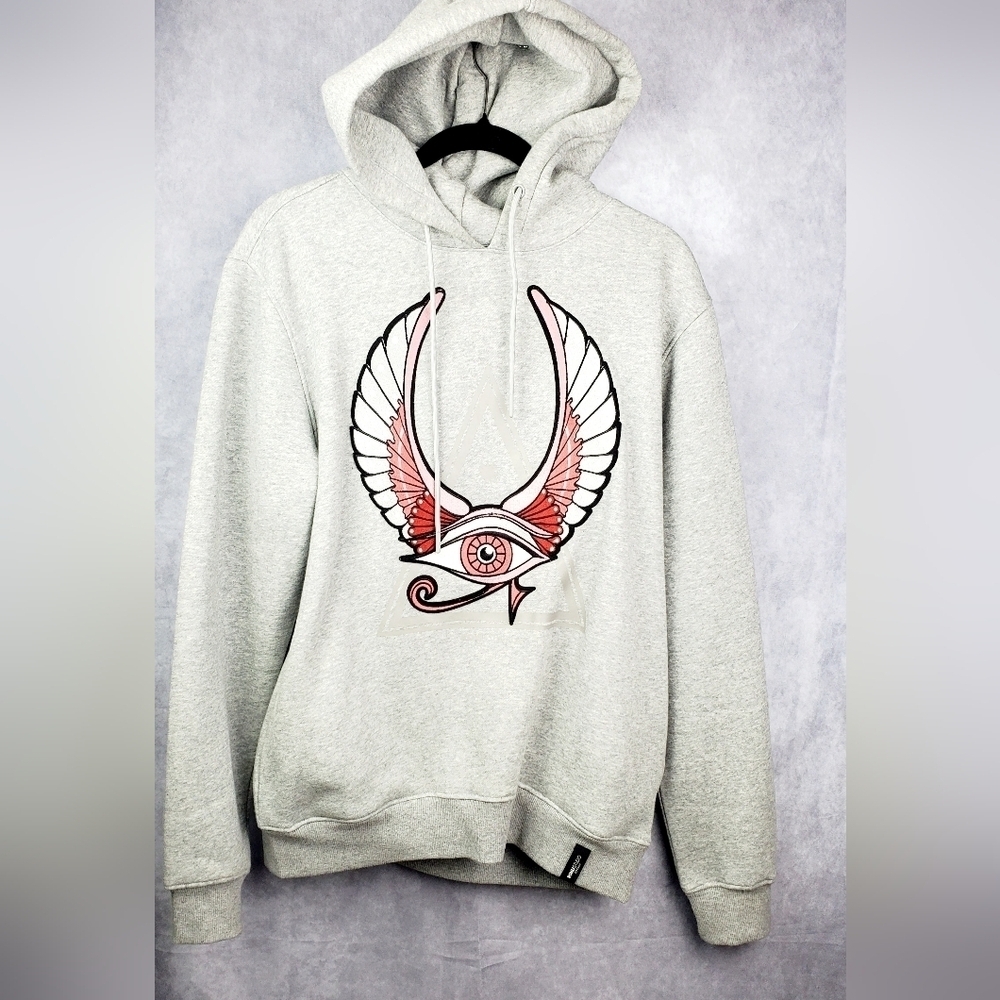 Roku studio Warm Cotton sweatshirt Gray Eye of Horus Men's‎ Hoodie Size M